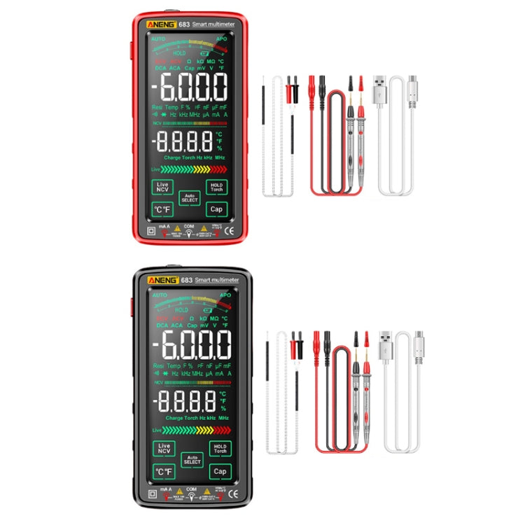 ANENG 683 Smart Touch Screen Automatic Range Rechargeable Multimeter(Black)