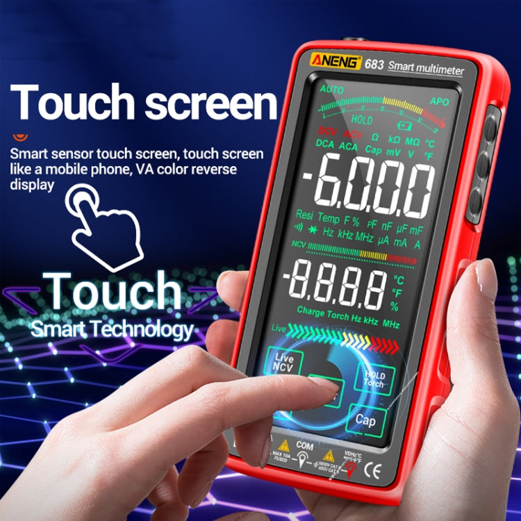 ANENG 683 Smart Touch Screen Automatic Range Rechargeable Multimeter(Red)