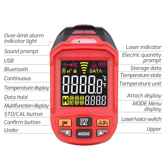 TASI TA603A -32-1080 degrees Celsius Color Screen Infrared Thermometer Industrial Electronic Thermometer