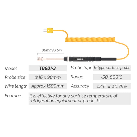 TASI TB601-3 Surface Thermocouple K-Type Probe Use With Thermometer