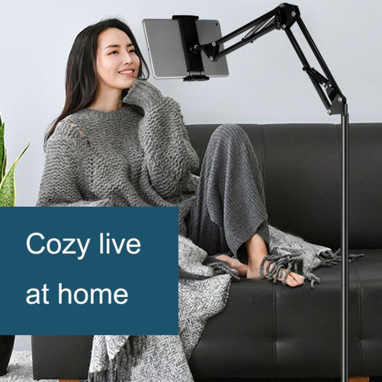 155cm Mobile Phone Tablet Live Broadcast Bedside Lifting Bracket Telescopic Floor Model (Black)
