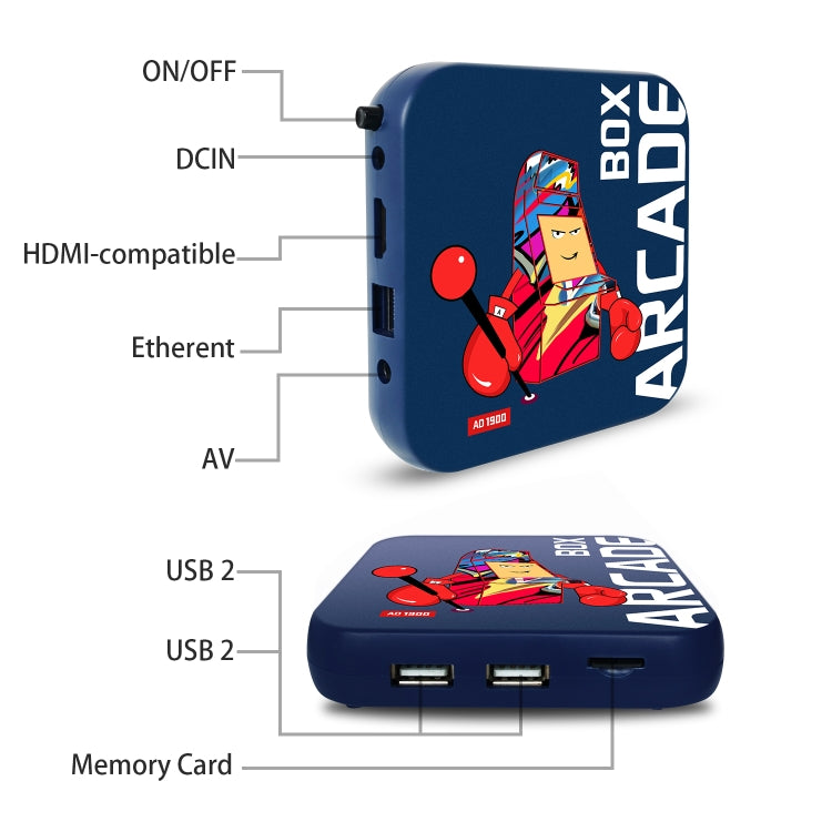 Arcade Box 64G Wired Video Game Machine Box 4K HD Display For PS1/PSP/N64/DC, US Plug