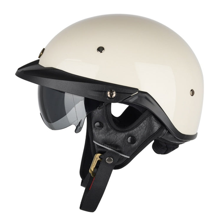 SOMAN Motorcycle Half Helmet Adjustable Helmet With Inner Mirror, Size: L(White)