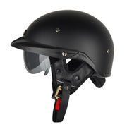 SOMAN Motorcycle Half Helmet Adjustable Helmet With Inner Mirror, Size: XL(Matt Black)