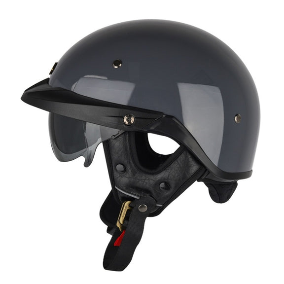 SOMAN Motorcycle Half Helmet Adjustable Helmet With Inner Mirror, Size: XXL(Cement Gray)