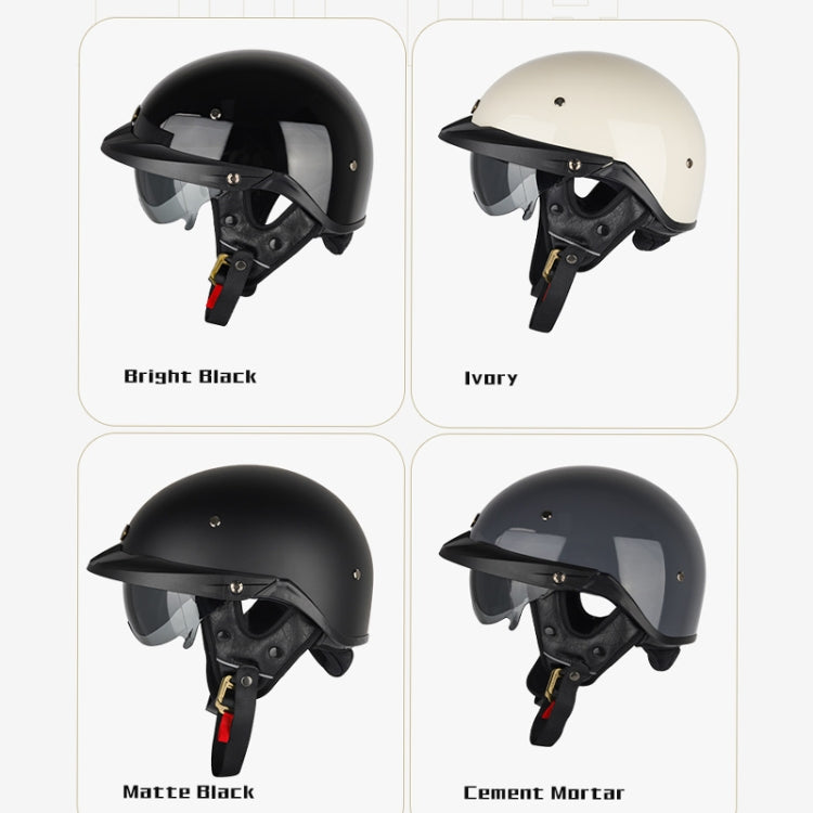 SOMAN Motorcycle Half Helmet Adjustable Helmet With Inner Mirror, Size: M(White with Transparent Mirror)
