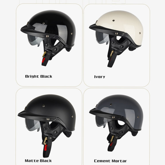 SOMAN Motorcycle Half Helmet Adjustable Helmet With Inner Mirror, Size: XXL(Cement Gray)