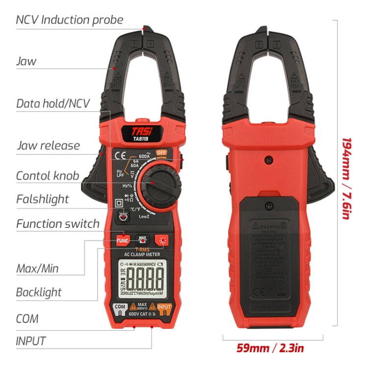 TASI TA811B Clamp Meter High Accuracy AC DC Voltage Ammeter