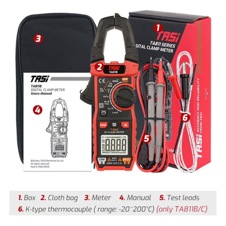 TASI TA811B Clamp Meter High Accuracy AC DC Voltage Ammeter