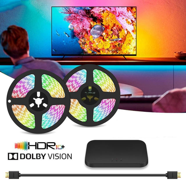 HDMI 2.0-PRO Smart Ambient TV Led Backlight Led Strip Lights Kit Work With TUYA APP Alexa Voice Google Assistant 2 x 2m(UK Plug)
