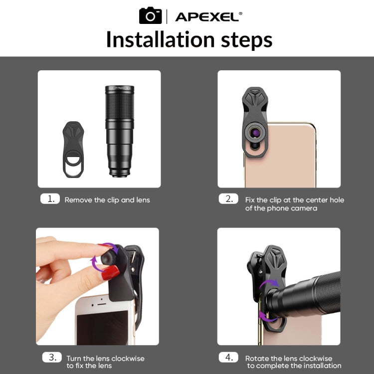 APEXEL APL-22XDG9 22X External Camera Adjustable Focus Mobile Phone Lens(10 in 1)