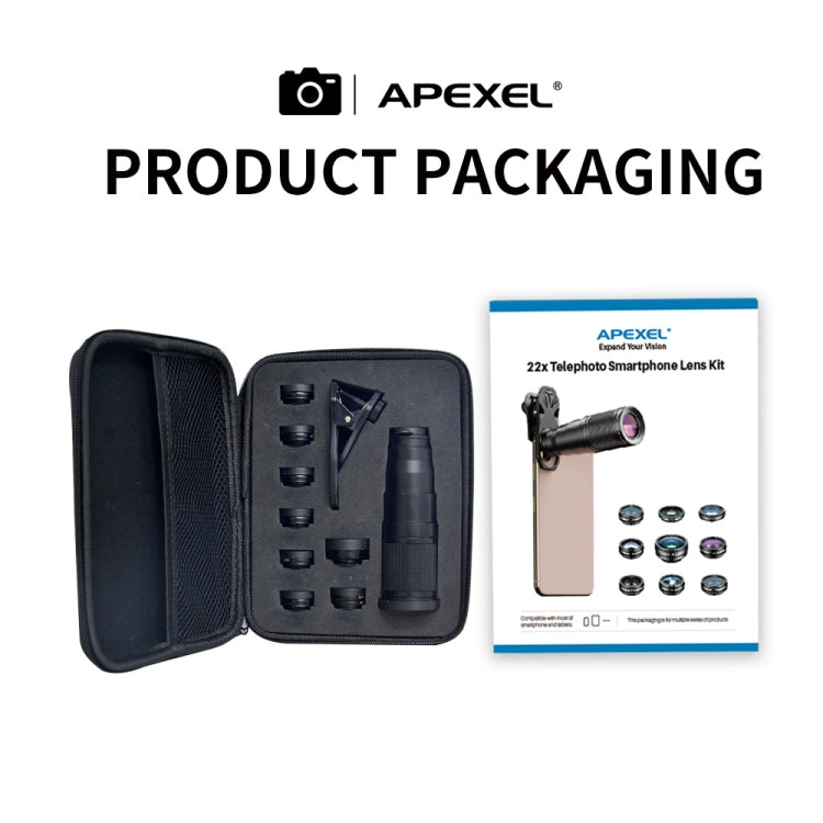 APEXEL APL-22XDG9 22X External Camera Adjustable Focus Mobile Phone Lens(10 in 1)