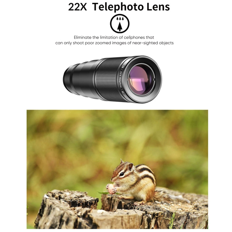 APEXEL APL-22XDG9 22X External Camera Adjustable Focus Mobile Phone Lens(10 in 1)