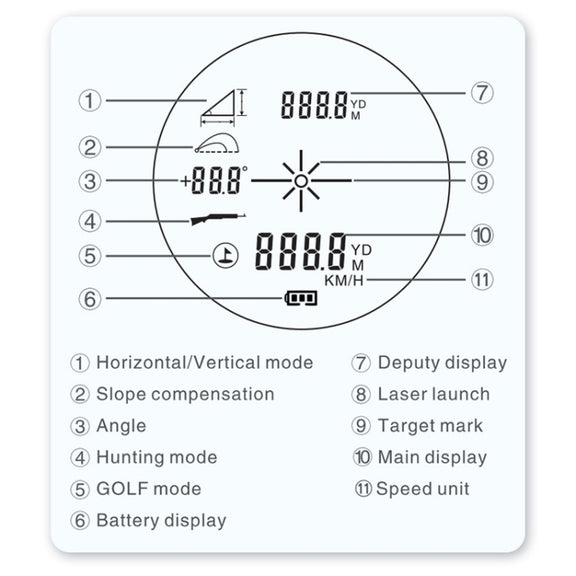 ARTBULL 1000m Golf Laser Rangefinder Telescope Altimeter Speedometer