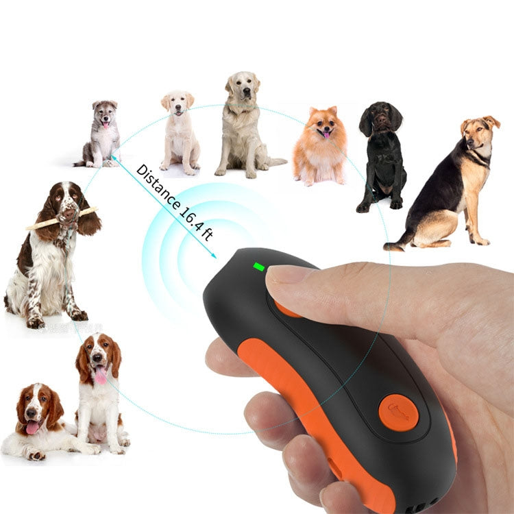 Ultrasonic Pet Trainer Handheld Sonic Dog Repeller Portable Electronic Dog Trainer(Orange)