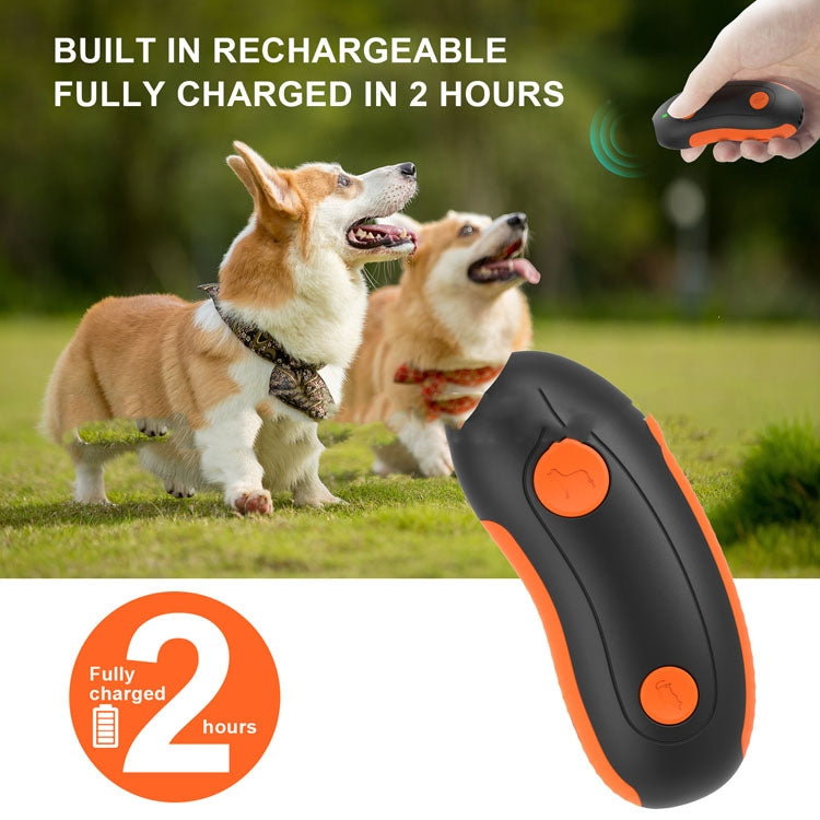 Ultrasonic Pet Trainer Handheld Sonic Dog Repeller Portable Electronic Dog Trainer(Orange)