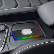 2 In 1 15W Car Mobile Phone Wireless Charger Non-slip Mat with Colorful Light USB Cable 1m