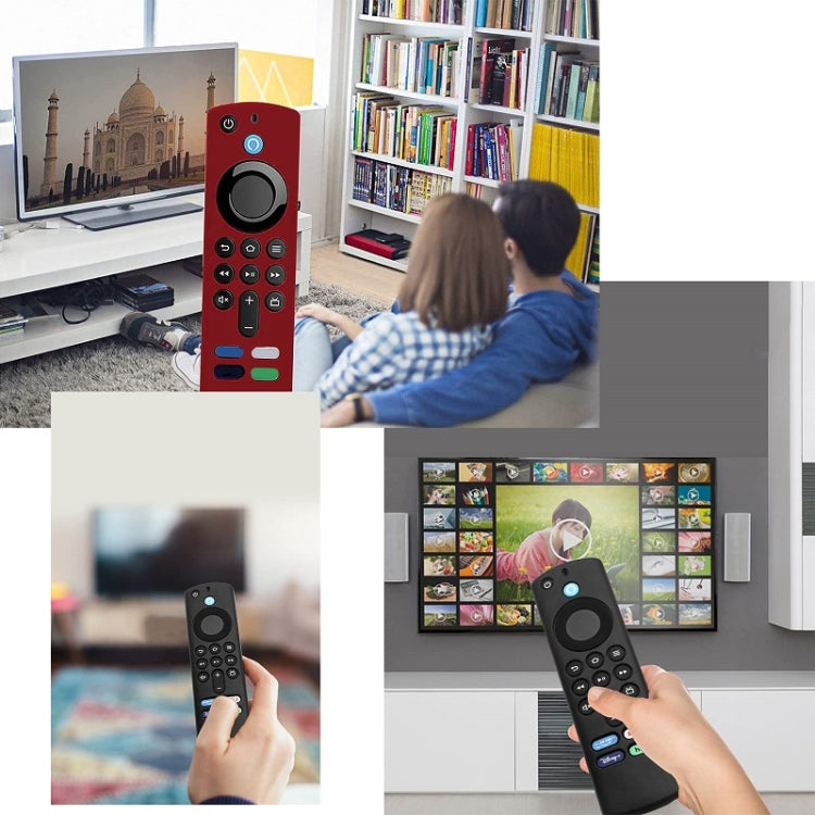 2pcs Remote Control Case For Amazon Fire TV Stick 2021 ALEXA 3rd Gen With Airtag Holder(Red)