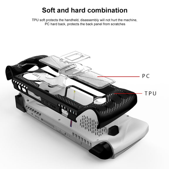 For ASUS Rog Ally Game Console PC+TPU Protective Case Cover With Bracket(White+Transparent)