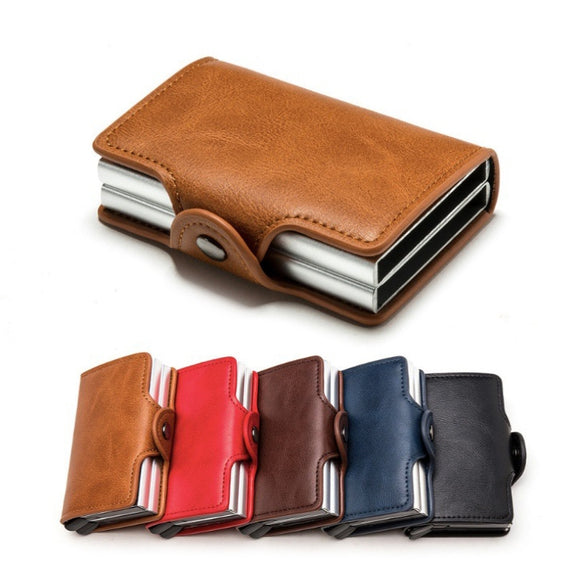 Automatic Pop-up Card Holder Metal Card Box RFID Credit Card Bank Card Box Wallet(Coffee)