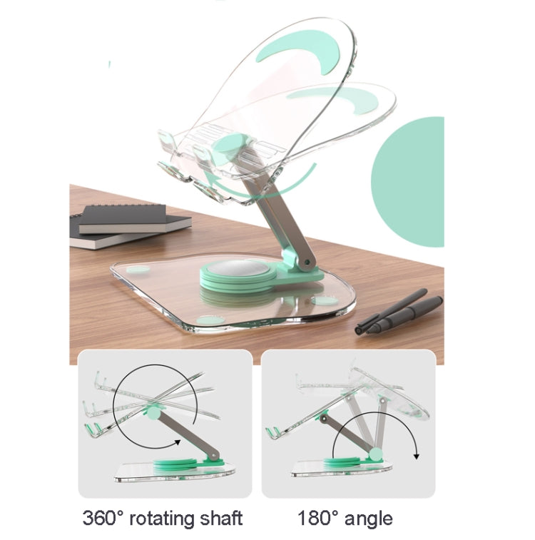 KF-Z11 Acrylic Tablet PC Mobile Phone Bracket Desktop Rotating Foldable Lazy Non-slip Phone Support Frame(Green)