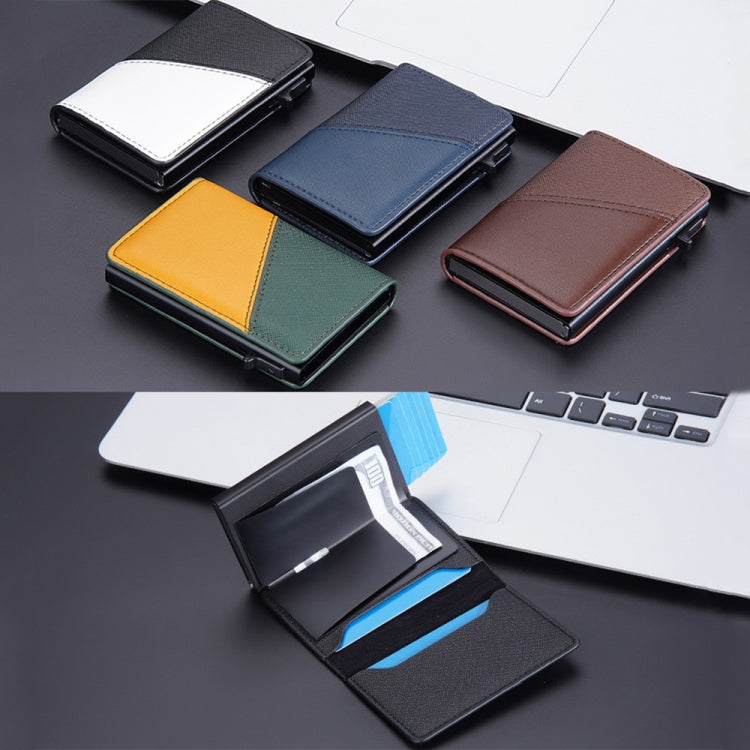 Baellerry RFID Anti-theft Aluminum Box Leather Wallet Side Push Contrasting Antimagnetic Card Holder(Green)