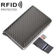 Baellerry RFID Anti-theft Plaid Leather Wallet Metal Aluminum Box Automatic Eject Type Card Holder(Dark Brown)