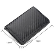 Baellerry RFID Anti-theft Plaid Leather Wallet Metal Aluminum Box Automatic Eject Type Card Holder(Dark Brown)