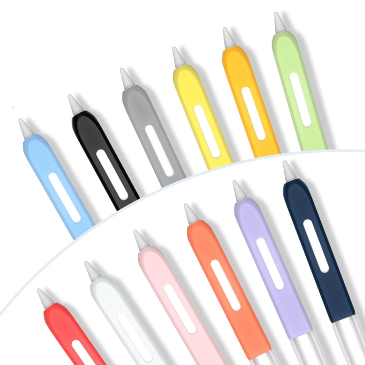 For Apple Pencil 2 Non-Slip Anti-Fall Translucent Segmented Pen Case(Lavender Purple)