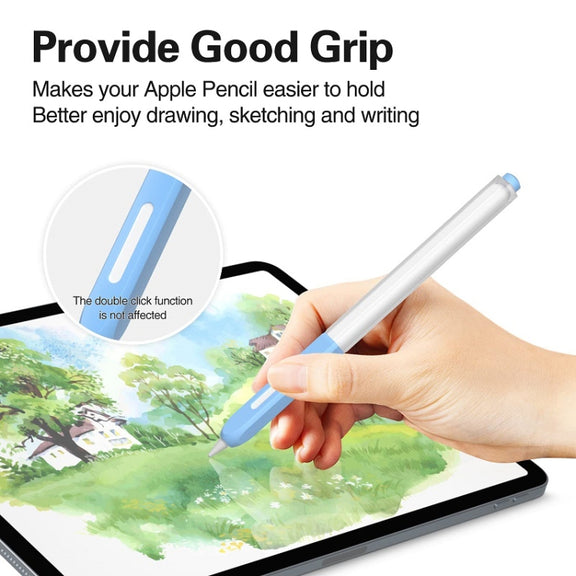 For Apple Pencil 2 Non-Slip Anti-Fall Translucent Segmented Pen Case(Crescent White)