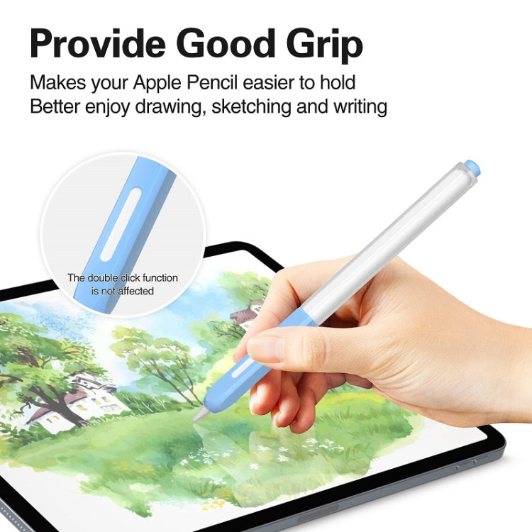 For Apple Pencil 2 Non-Slip Anti-Fall Translucent Segmented Pen Case(Green Cyan)