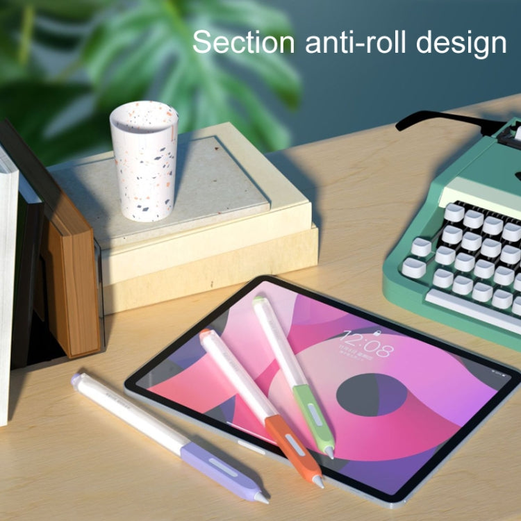 For Apple Pencil 2 Non-Slip Anti-Fall Translucent Segmented Pen Case(Green Cyan)