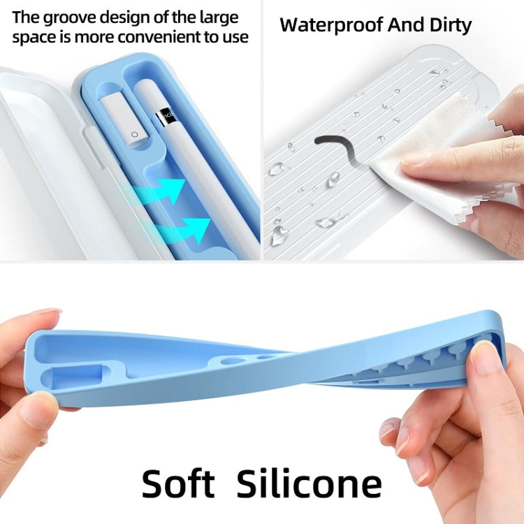 For Apple Pencil 1/2 Capacitance Pen Adapter Accessory Storage Box(Sky Blue)
