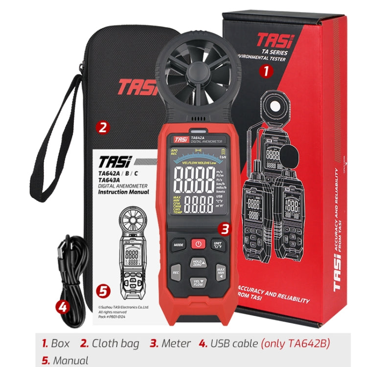 TASI TA642C Portable Digital Wind Speed Meter Air Volume Tester