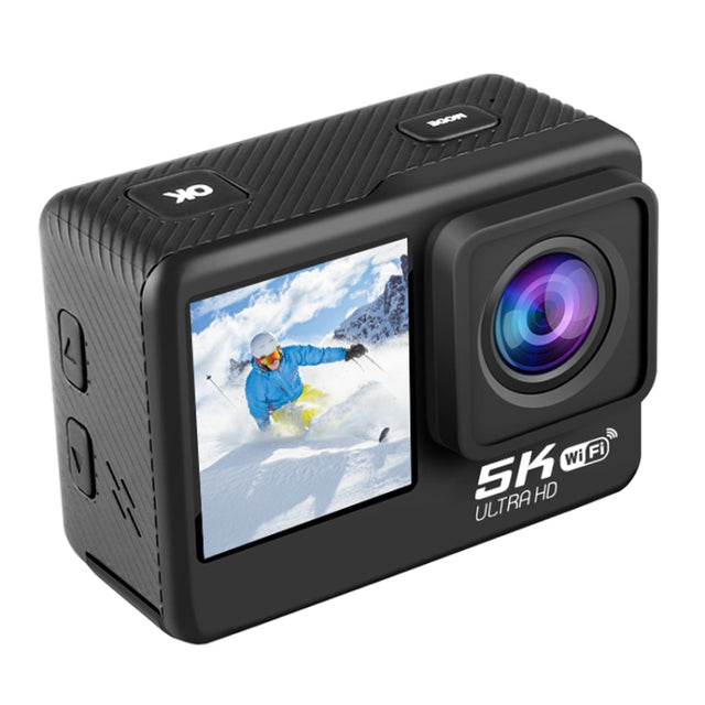 5K/30FPS WIFI HD Anti-Shake Remote Touch Dual-Screen IP68 Water-resistant Sports Camera, Style: Black