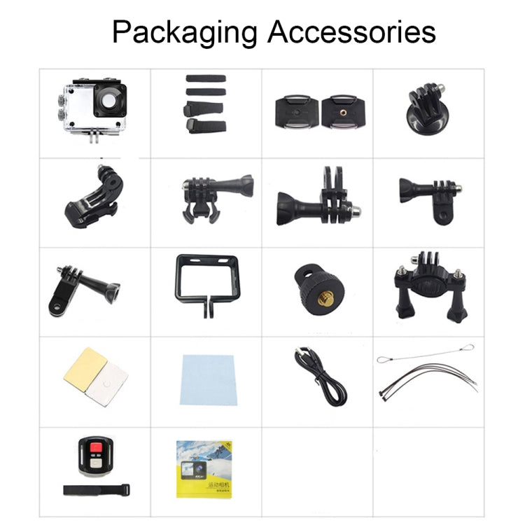 5K/30FPS WIFI HD Anti-Shake Remote Touch Dual-Screen IP68 Water-resistant Sports Camera, Style: Black