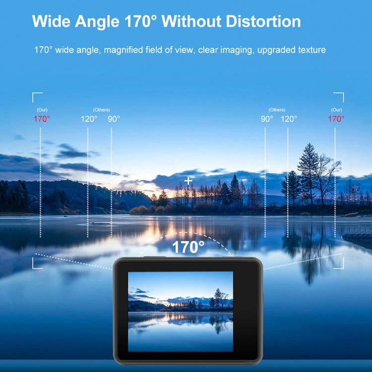 5K/30FPS WIFI HD Anti-Shake Remote Touch Dual-Screen IP68 Water-resistant Sports Camera, Style: Black