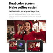 5K/30FPS WIFI HD Anti-Shake Remote Touch Dual-Screen IP68 Water-resistant Sports Camera, Style: Black