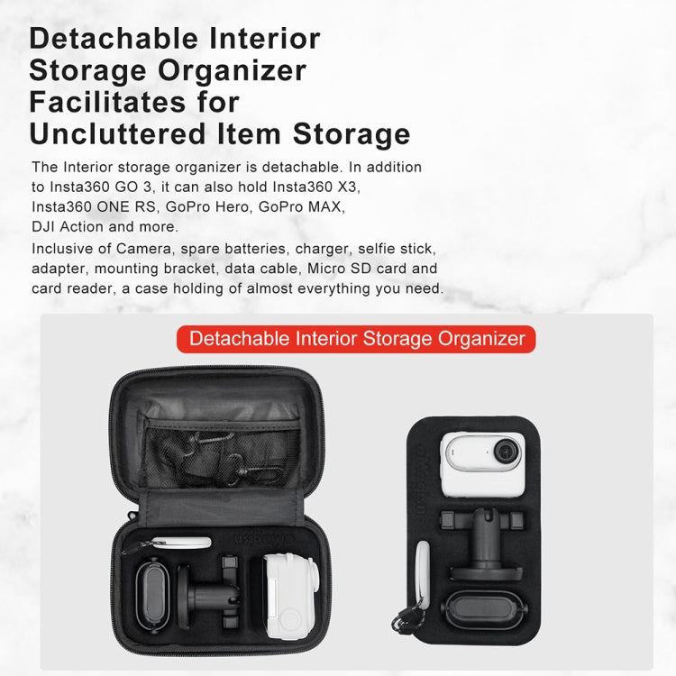 For Insta360 GO 3 AMagisn Hard Shell Storage Bag Water-resistant Bag(Gray)