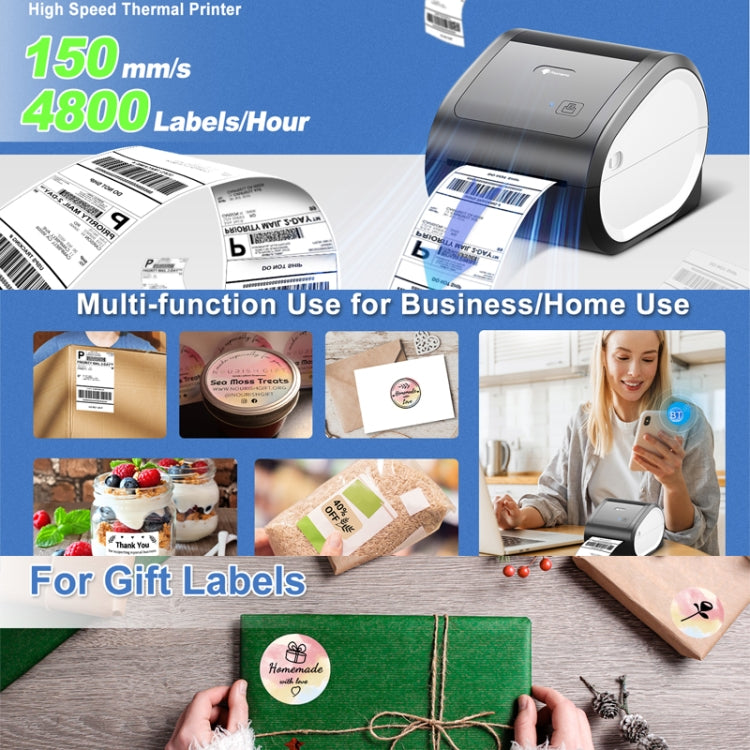 Phomemo D520-BT Bluetooth Thermal Shipping Label Printer Wireless Desktop Printer For Barcode Address Labels, Size: EU(Pink White)