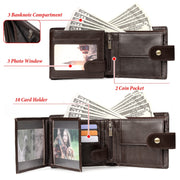 HUMERPAUL RFID Anti-magnetic Cox Purse Multi-card Card Bag Short Men Wallet(Brown)