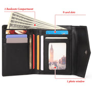 HUMERPAUL RFID Anti-Magnetic Lady Leather Wallet Buckle Card Coin Purse(Red)