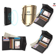 HUMERPAUL RFID Anti-Magnetic Lady Leather Wallet Buckle Card Coin Purse(Red)