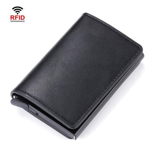 HUMERPAUL RFID Anti-Magnetic Automatic Card Set Credit Card Box Coin Bag(Black)