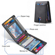 RFID Anti-Theft Brush Men Vintage Leather Wallet Card Case(Flat Pattern+Black Inside)