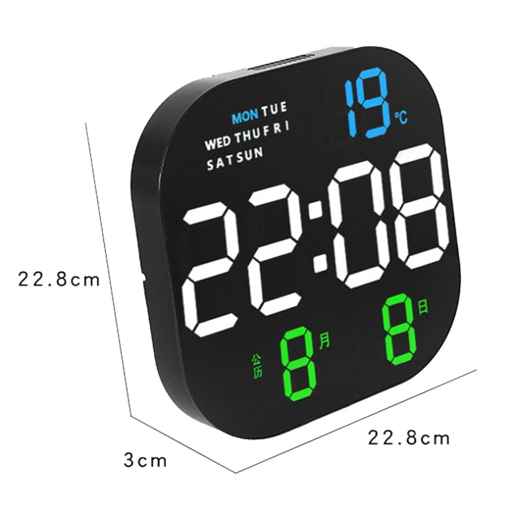 6633 LED Screen Digital Display Timing Desktop Alarm Clock Living Room Hanging Clock(Green Light)