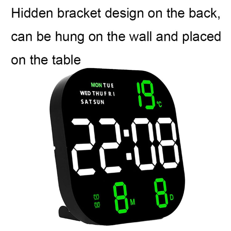 6633 LED Screen Digital Display Timing Desktop Alarm Clock Living Room Hanging Clock(Green Light)