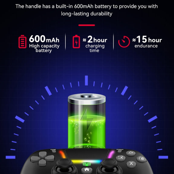 For PS4 Dazzle Color Light Wireless Bluetooth Grip(Black)