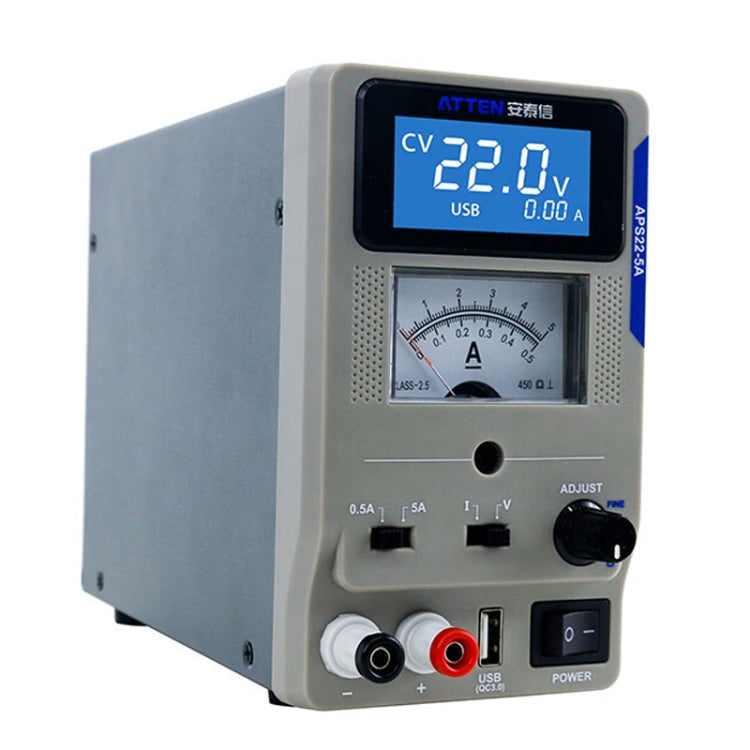 ATTEN APS22-5A 22V 5A USB Digital Variable Adjustable Laboratory DC Power Supply For Mobile Repair, EU Plug