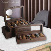 Wood Grain Leather Watch Display Box Watch Storage Case Jewelry Box, Style: 6 Digit Long